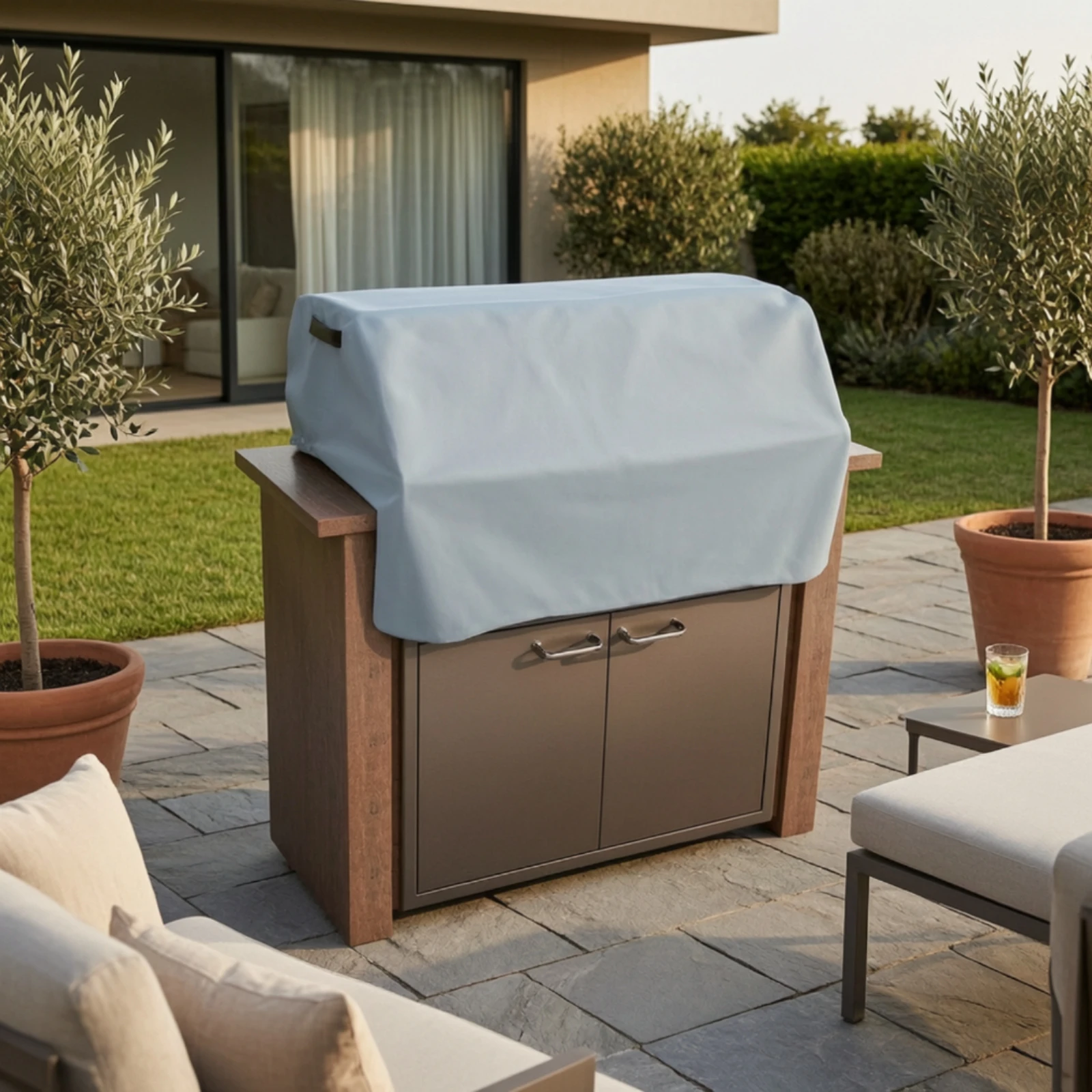 Built-in Grill Top Cover Protection Built-in Grill Cover Colorfast Resistant With Storage Bag for Patio view 5