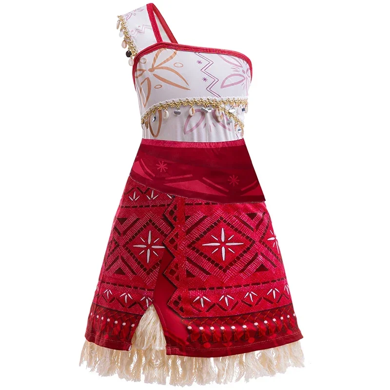 Girls Moana Vaiana Fantasy Tassel Shell Dress Children Summer Carnival Clothes Kids Princess Role Play Birthday Party Costume