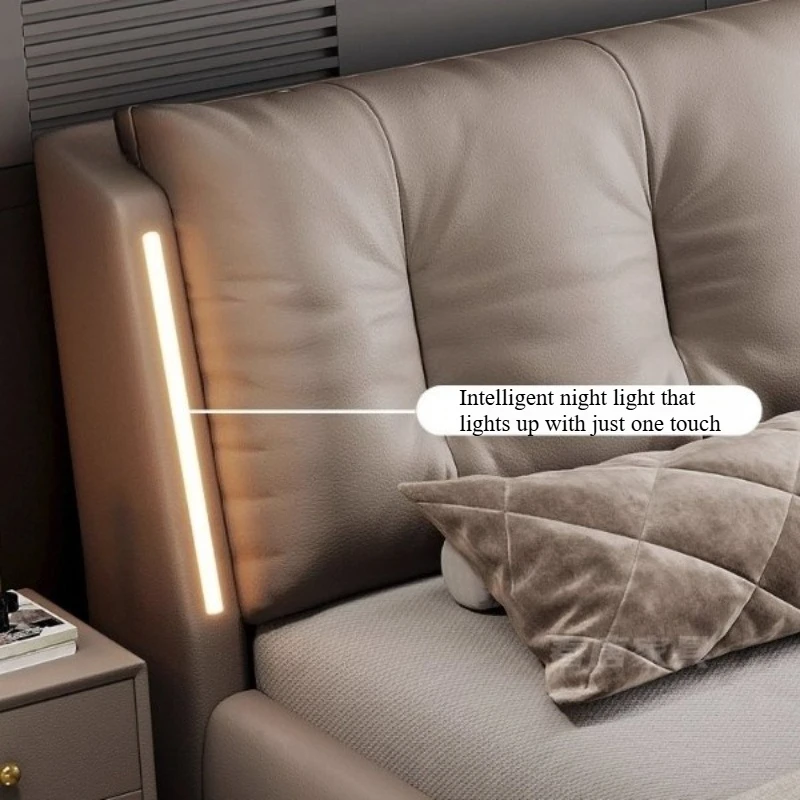 سرير فاخر مضاء ذكي صندوق واحد إطار كينغسيز قاعدة اللوح الأمامي 220x200 سم سرير مزدوج أثاث مريح مايفلين فور زوهوس