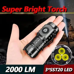 Super Bright Mini LED Flashlight, Built-in Battery, Portable 5 Gears, Rechargeable For Camping, Hiking, Backpacking Travel