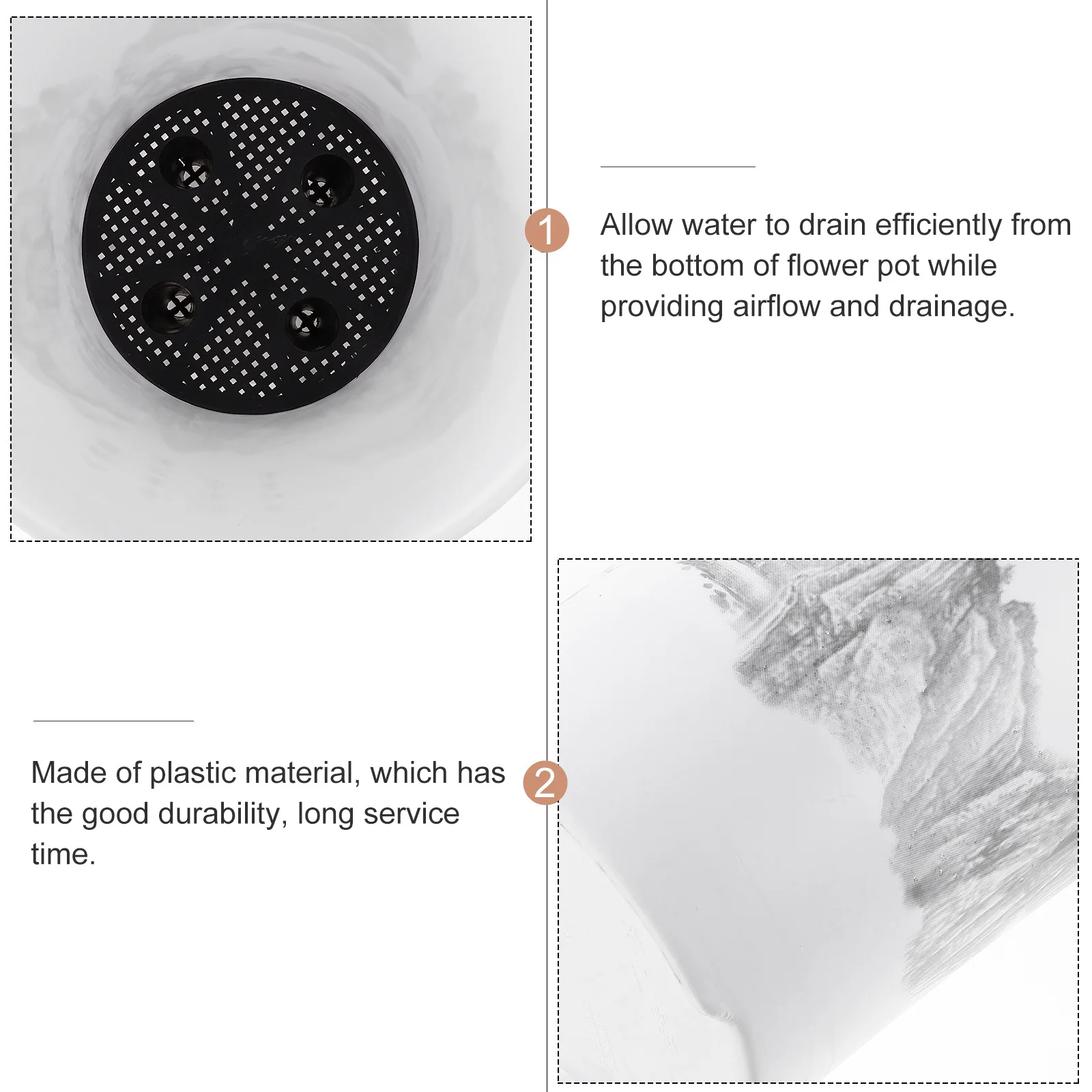 

Plastic Flower Pot Chinese Style Durable Indoor Planter Pot with Drainage for Household Plants Balcony Garden Courtyard Simple