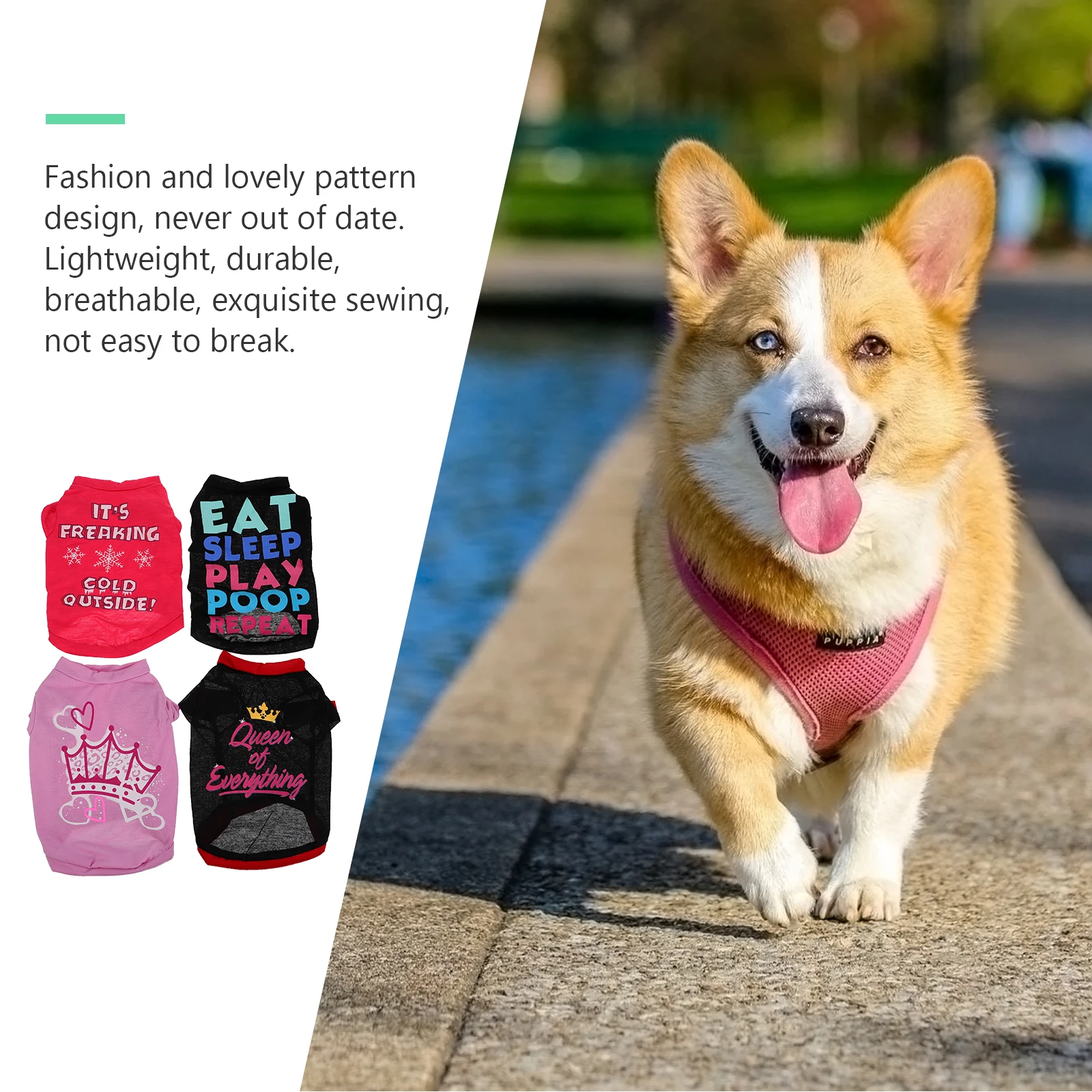 

4 Pcs Pet T-shirt Vest Dog Clothes Polyester Cotton Breathable Lightweight Outdoor Spring Summer Apparel Sweatshirt