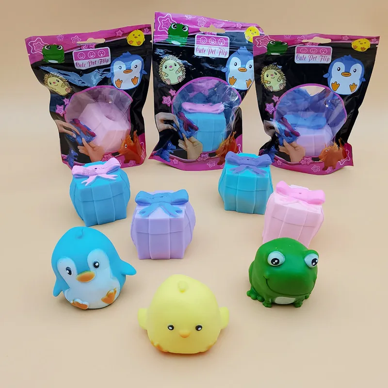 1pc Cute Pet Flip Mini Rolling-Over Plastic Aimals Blind Box TPR Soft Rubber Toy Stress Relief Squeeze Dinosaur Eggs For Gifts