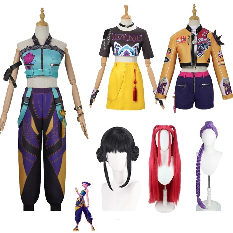 

ANIMECC IN STOCK XS-3XL Huntrix Rumi Zoey Mira Cosplay Costume Wig Anime Demon Hunters Cosplay Halloween Party Outfits for Women