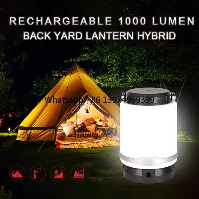 Portable Rechargeable LED Lantern for Camping Emergency Outdoor Tent Lamp with ABS Body White ROHS Certified