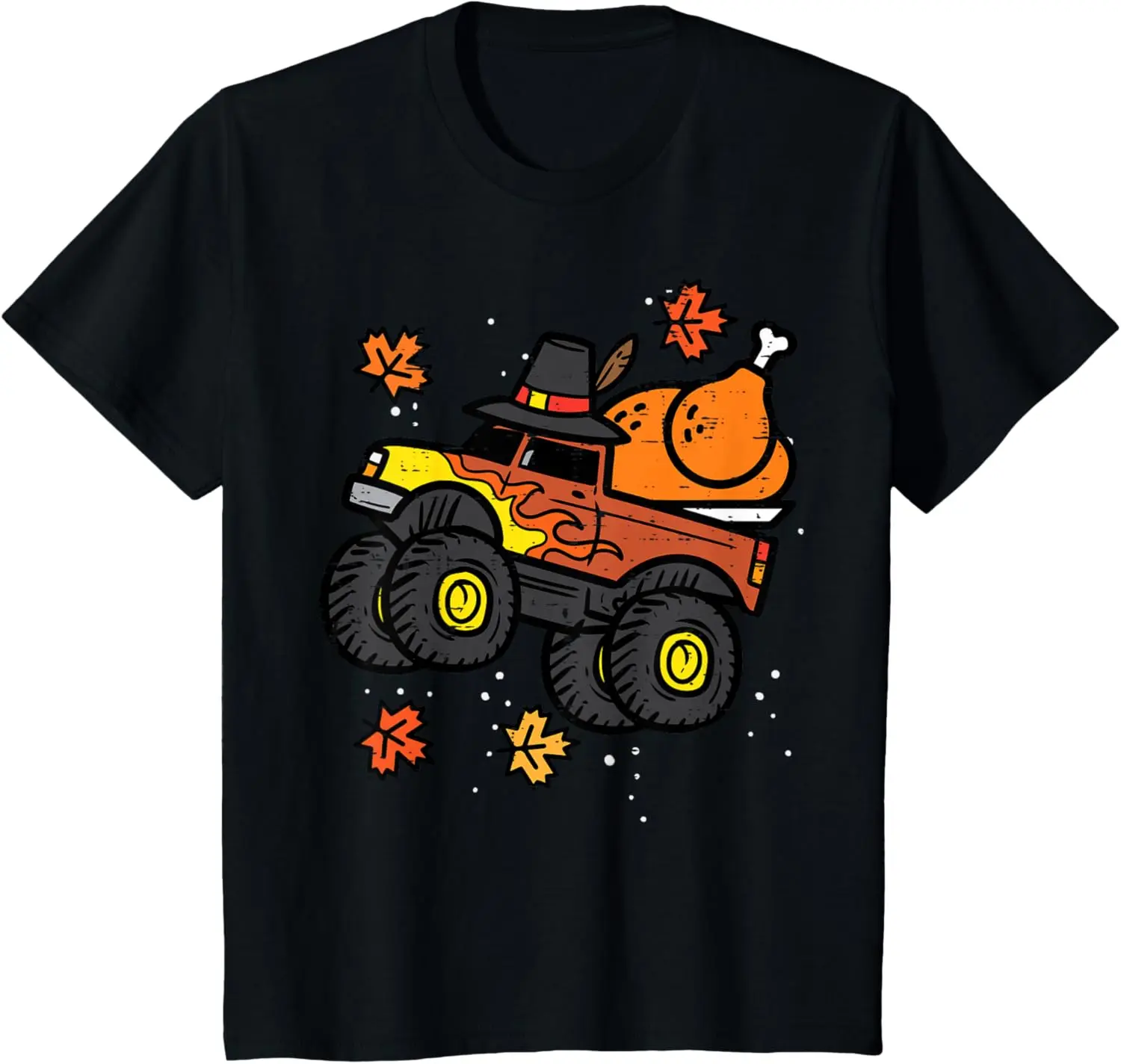 Kids Thanksgiving Monster Truck Turkey Fall Boys Kids Toddler T-Shirt