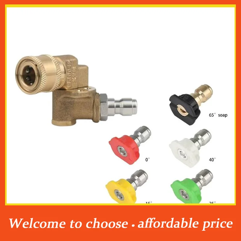 {}180° Pivoting Pressure Washer Coupler With 5 Angle Nozzle Tips, 1/4