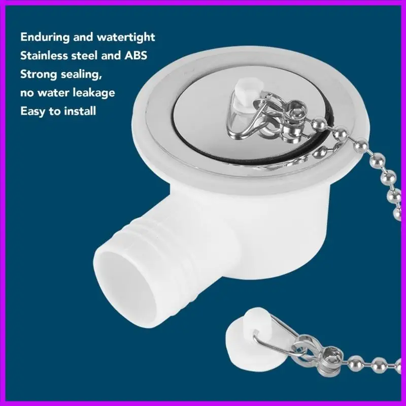 RV Sink Drain Connector Stainless Steel Strong Sealing Space Saving Drain Pipe Hose Plug Sewer Adapter with Cap for