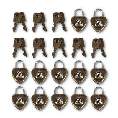 25pcs Heart-Shaped Lock Style Mini Padlock For Diary Book Couple Gift Iron Love Lock Hanging Luggage Decor Key Included