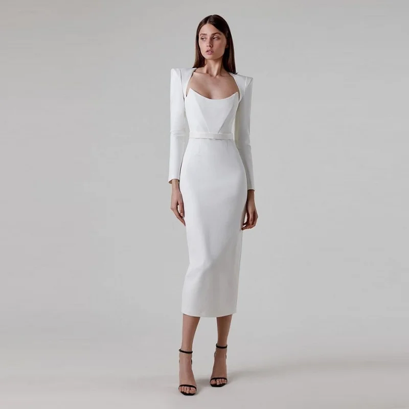 Europejska i amerykańska moda damska jesień-zima, elegancka sukienka bodycon, sweter, długa sukienka zimowa damska.