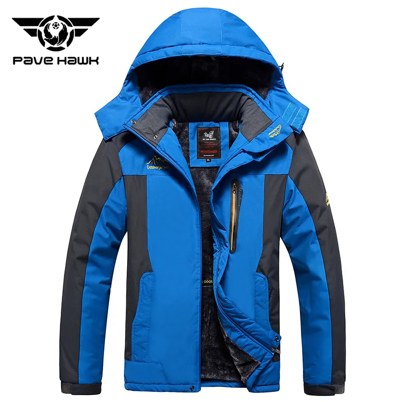 

Outdoor Windproof Waterproof Plush Charge Jacket Men 9XL Plus Size Warm Hooded Hiking Jackets Winter Hiking Fishing Coat Male