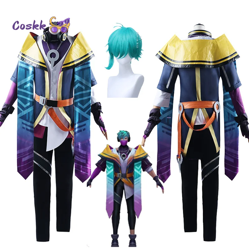 

Костюм для косплея Афелиоса из игры LOL Heartsteel: Аниме-униформа, плащ, парик, наряд для Хэллоуина и ролевых игр, индивидуальный стиль для МУЖЧИН