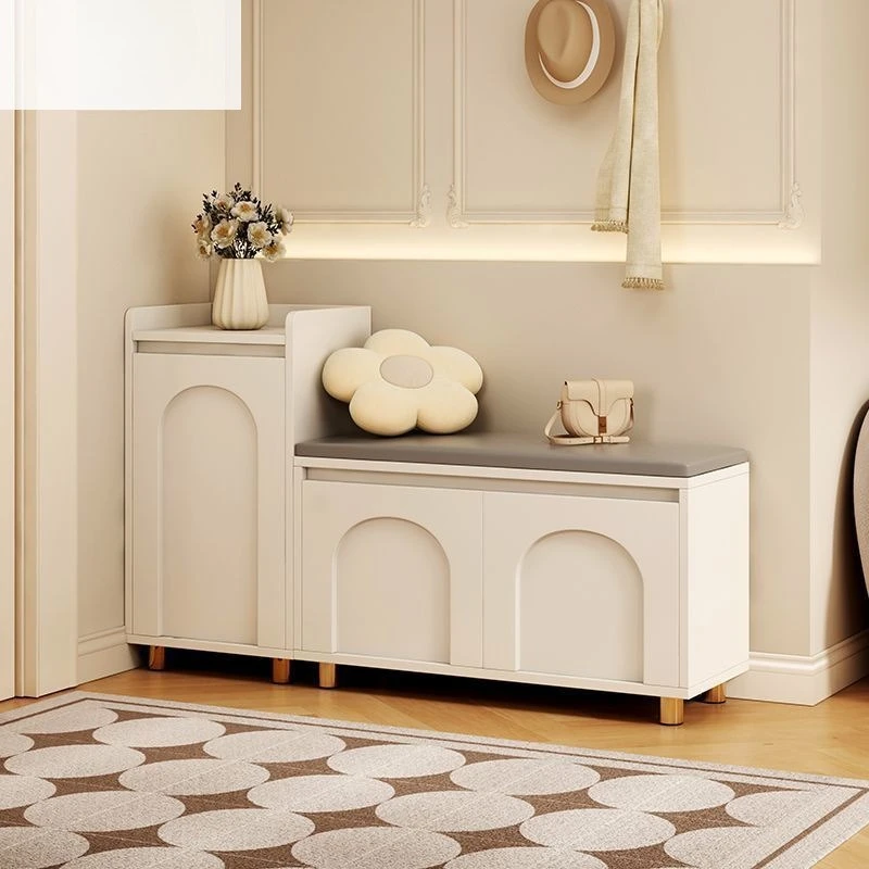 

Cream wind into the home to change shoes stool door can sit home Internet celebrity shoe stool integrated dust-proo
