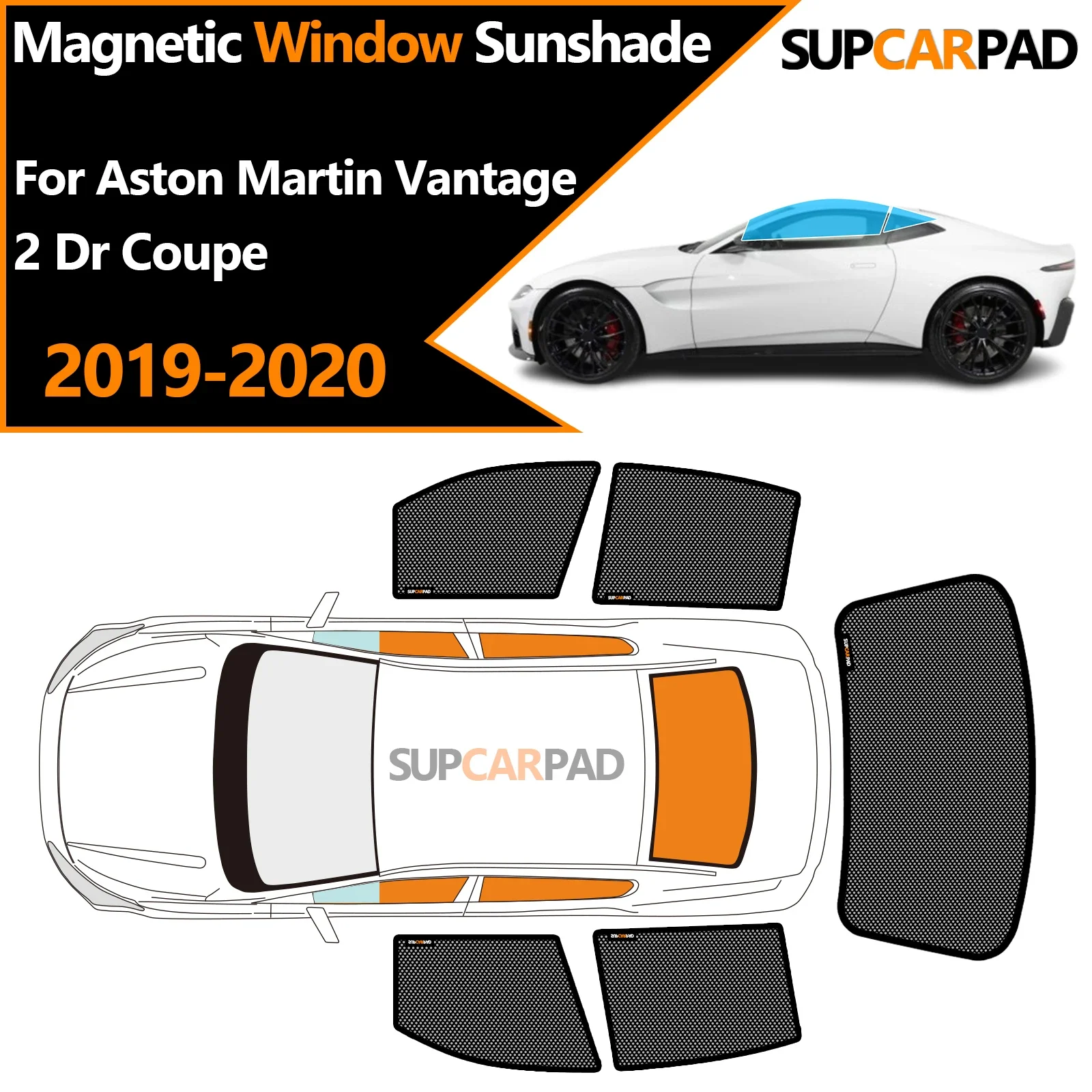 

Custom Car Window Sunshade For Aston Martin Vantage 2 Dr Coupe 2019-2020 Magnetic Curtain Mesh Front Windshield Frame Curtain