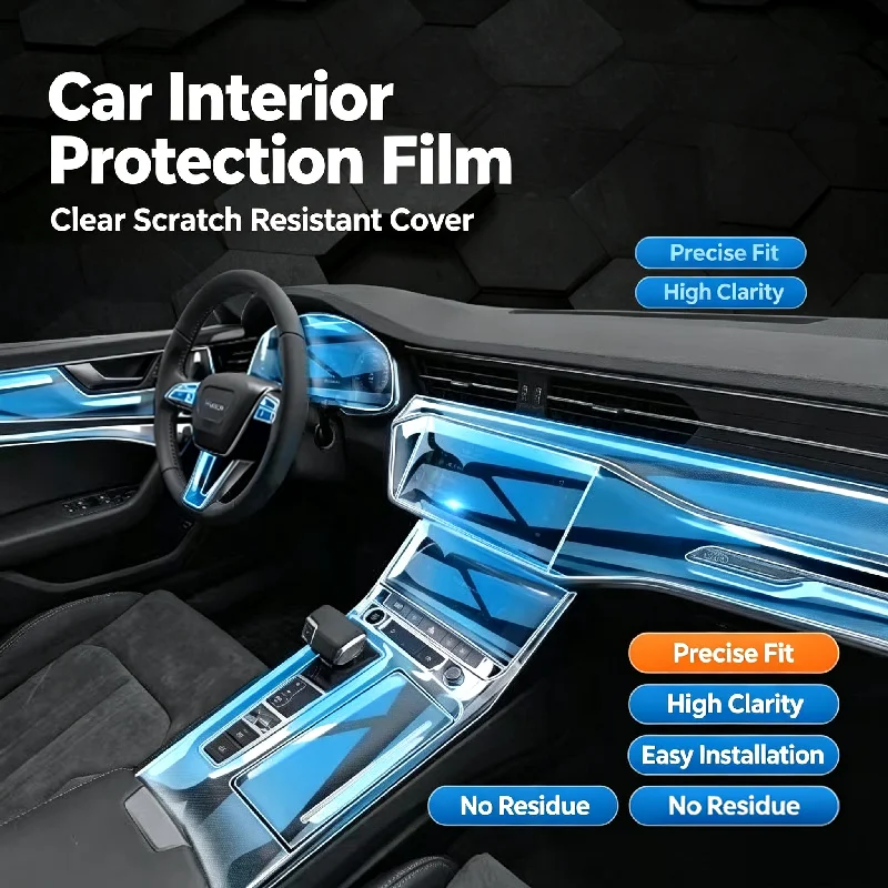 Film de protection transparent anti-rayures pour écran de console centrale et tableau de bord Audi A6L (modèles 2019-2024)