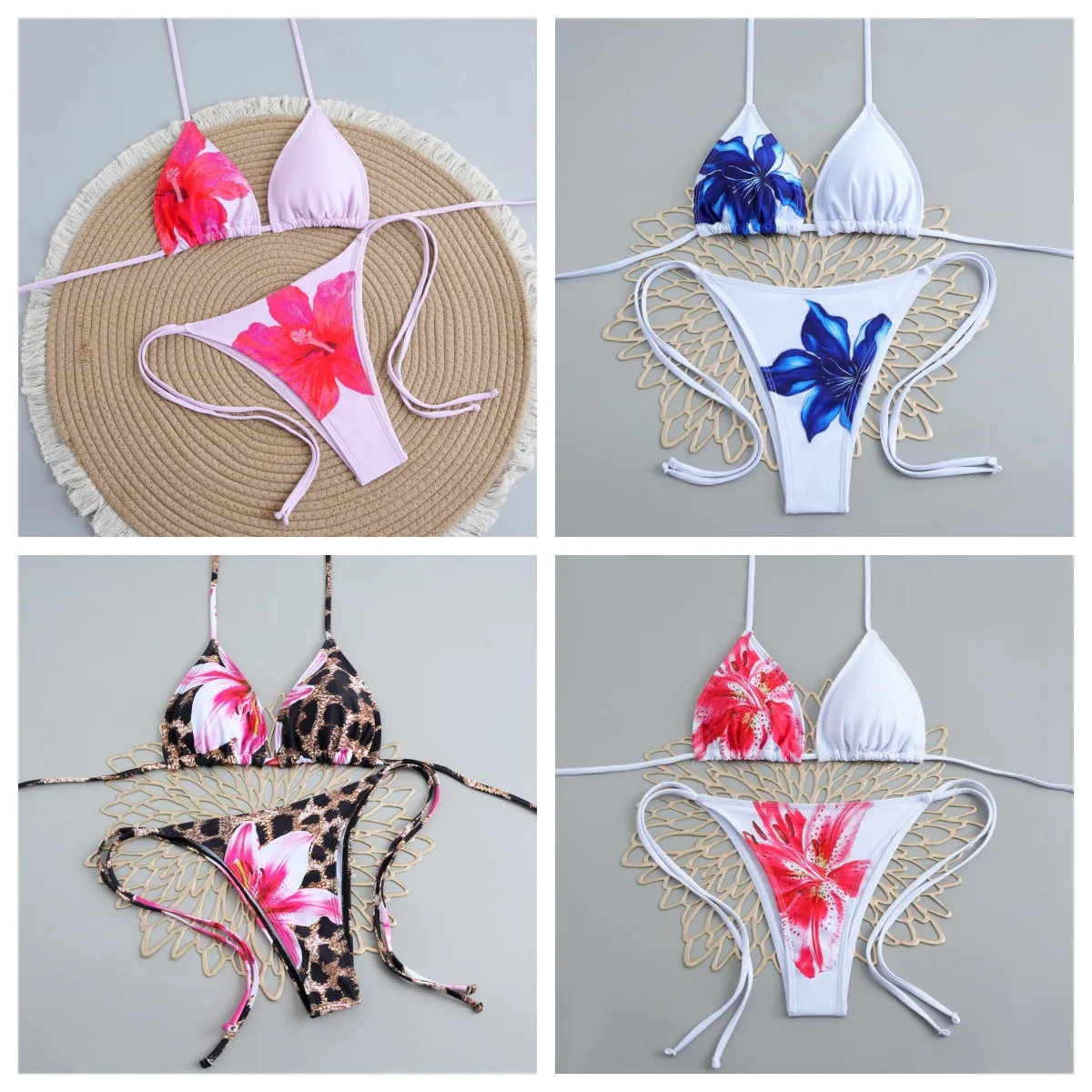 

Bathing Suit Women European And American Style Sexy Printing Fashion Bikini Women's Swimsuit Charm Lily Fixed Print