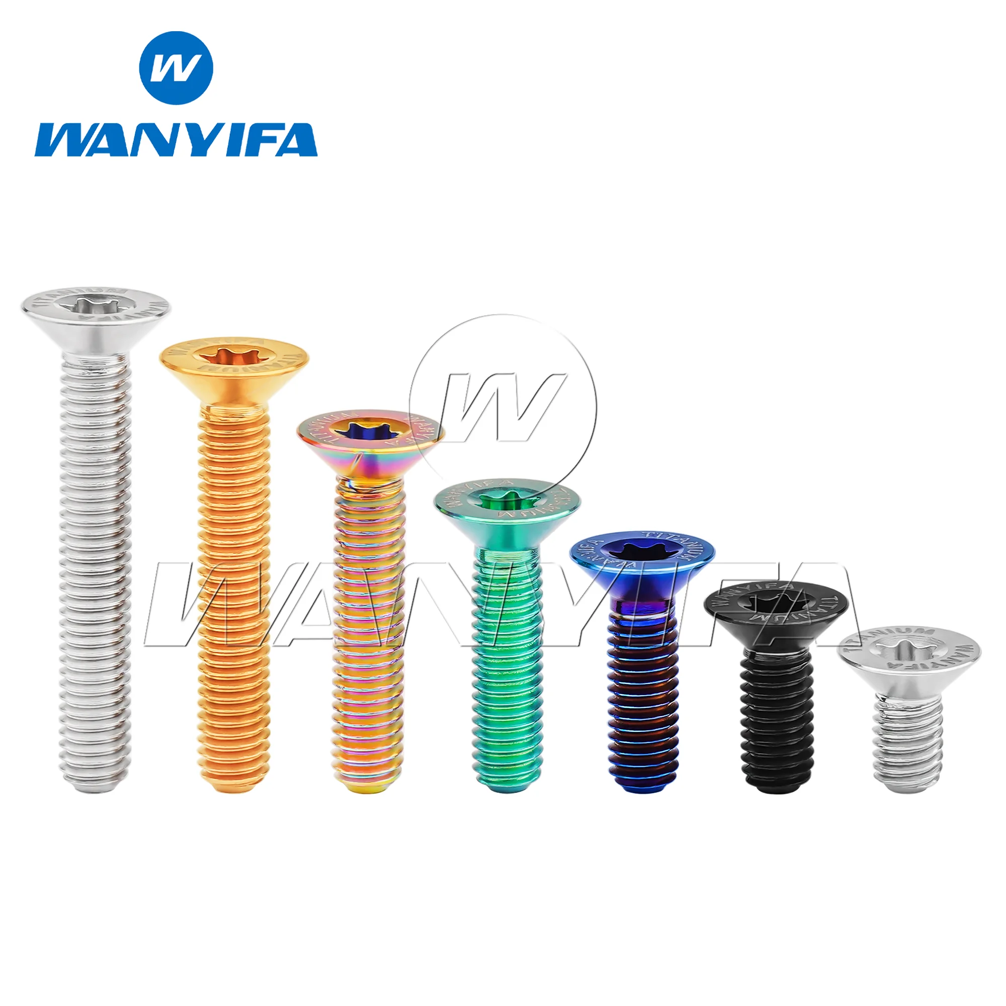 Wanyifa Titanium Alloy Bolts M3x6 8 10 12 15 18 20mm Countersunk Screws with Laser Marking for Bicycle Hardware