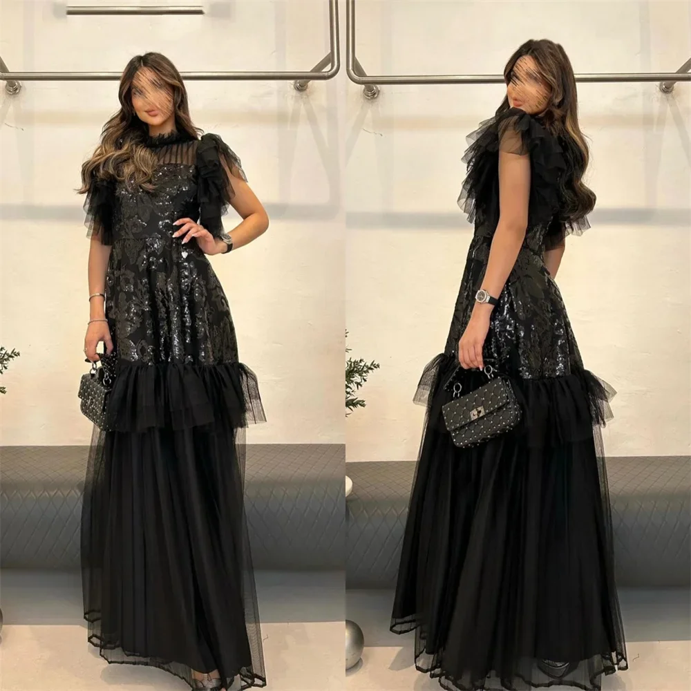 

Saudi Arabia Prom Dress Dearin Jewel A-line Floor Length Skirts Tulle Bespoke Occasion Dresses Formal Evening Gown