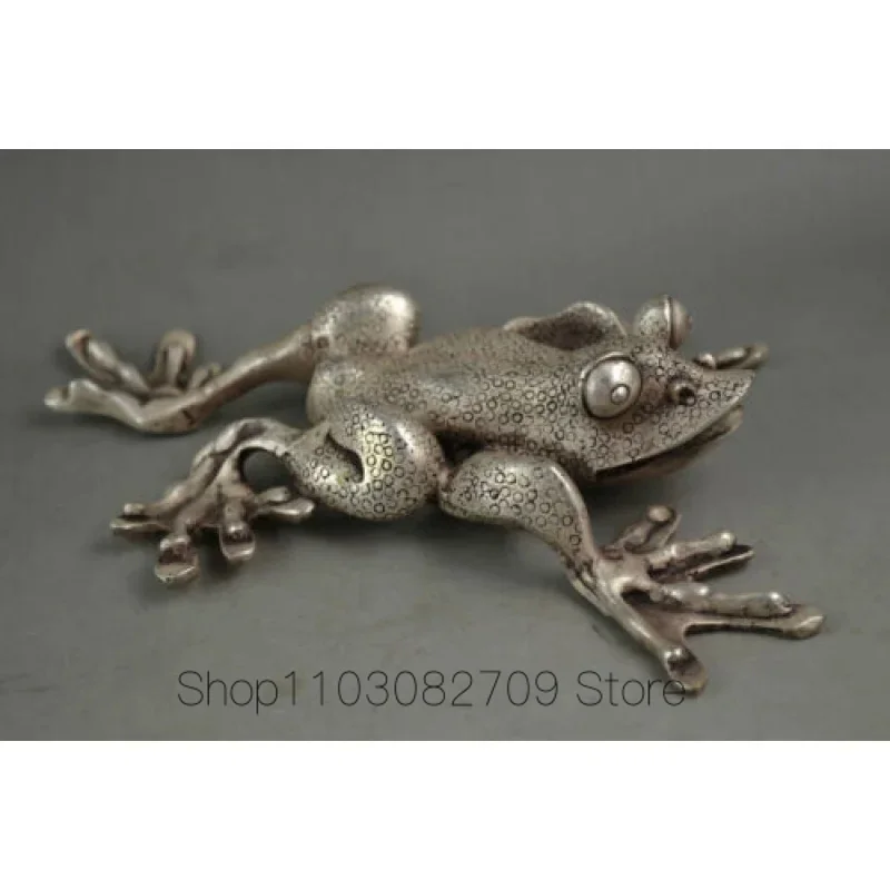 

Rare Old Decorated Handwork Tibet Silver Carving A Naughty Frog Elegant Statue