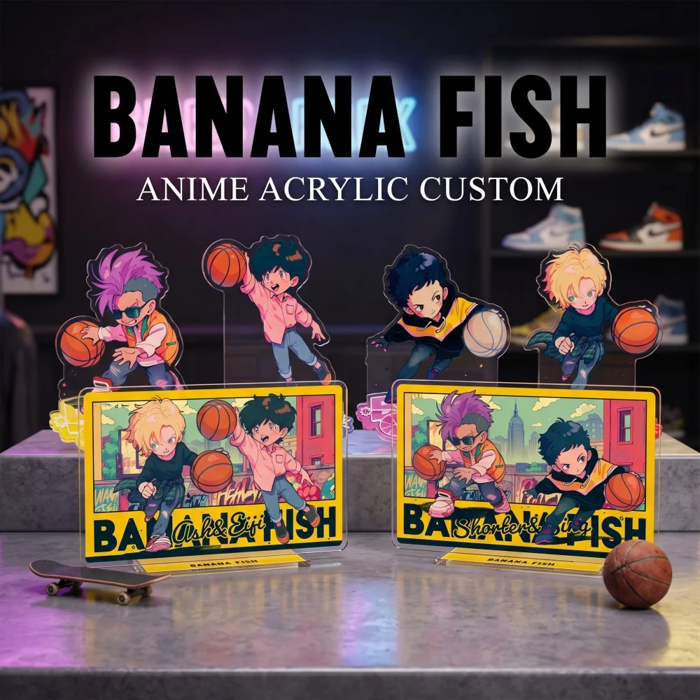 Anime Banana Fish Acrylic Stand Keychain Ash Lynx Okumura Eiji Shorter Wong Cute Street Basketball Desktop Decor