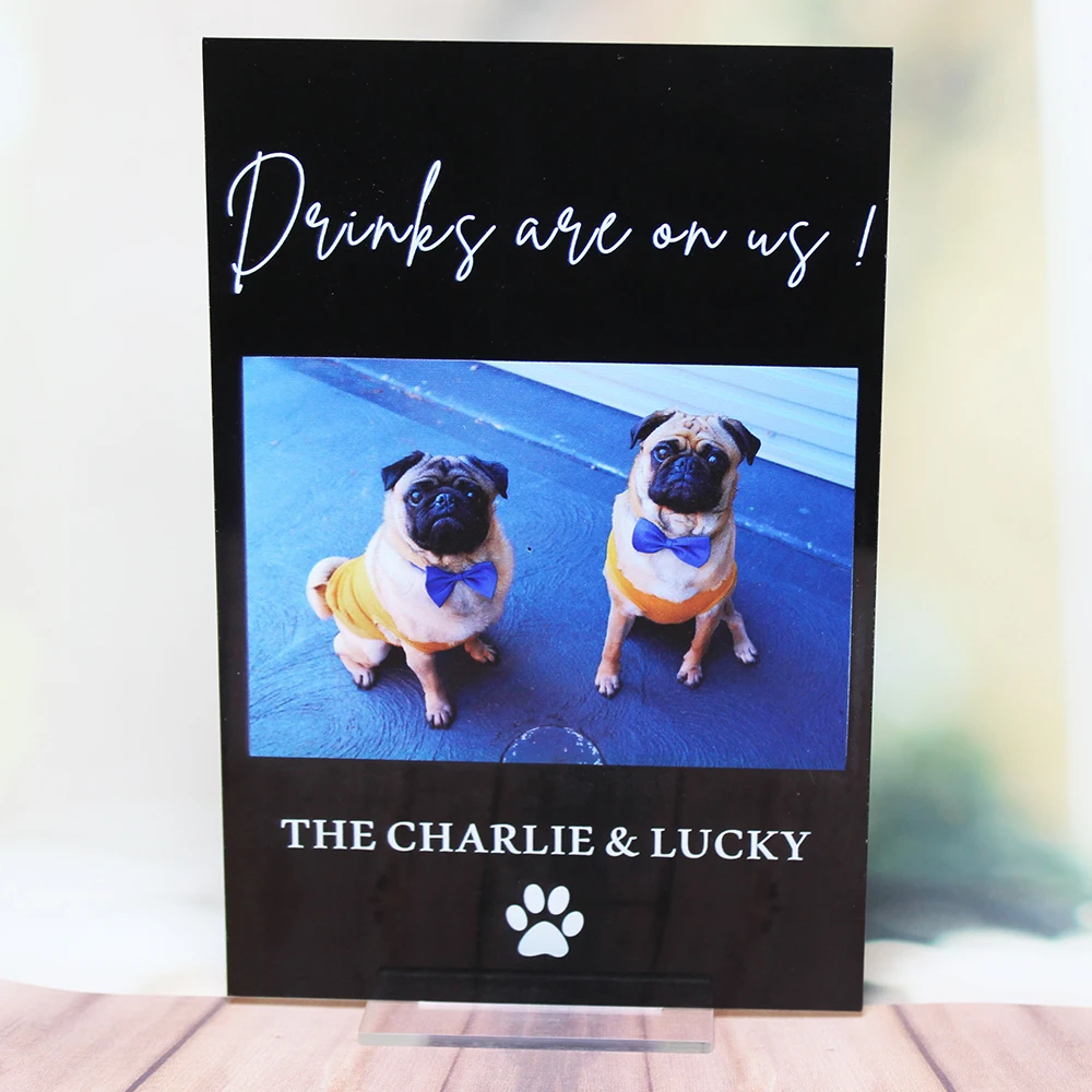 Letrero de bebidas con firma de impresión acrílica personalizada, menú de cócteles, letrero de barra para perros o gatos, letrero de barra acrílico esmerilado, letreros para mascotas