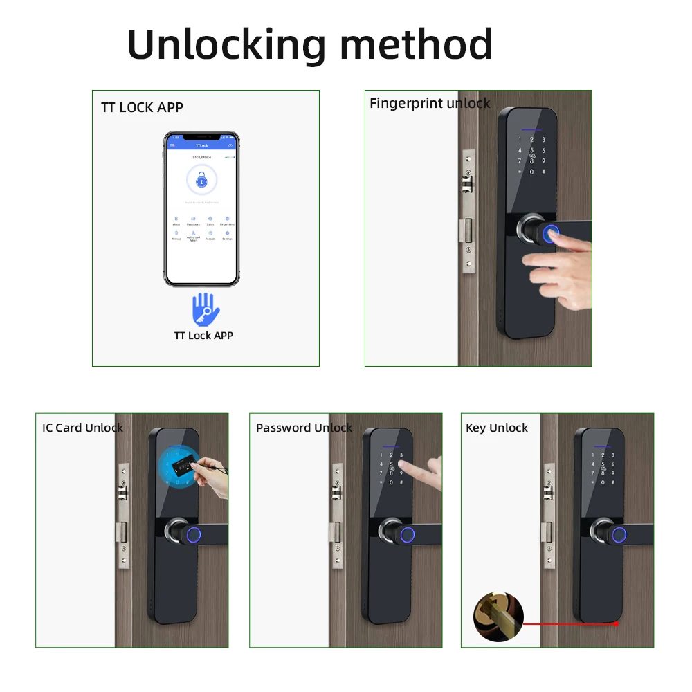 RAYKUBE F005 IP65 Waterproof TT Lock Electronic Smart Door Lock With Fingerprint/Smart Card/Password/Key/APP Unlock