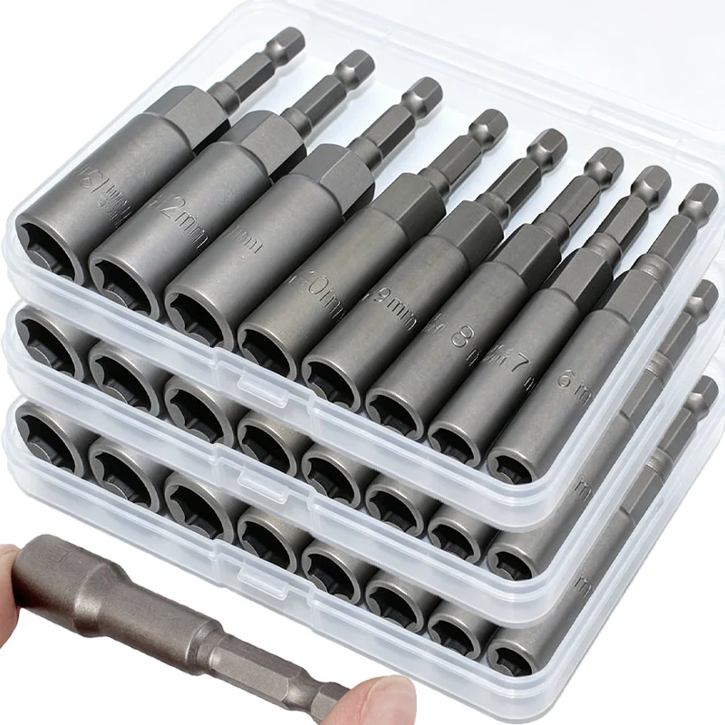 6/7/8/9/10/12/14mm Deepening Hexagonal Drill Sleeve Electric Nut Driver Drill Bit Set Impact Socket Adapter Wrench Power Tool