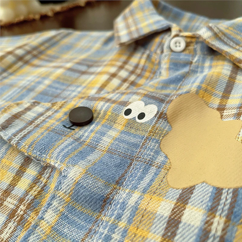 Toddler Baby Shirt Thin Clothes Spring Clothing Infant Boy Plaid Cotton Tops 1 2 3 4 Years Kids Long Sleeves Shirt