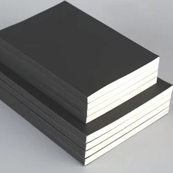 Notebook capa preta para o escritório, páginas em branco e linha, material de escritório grosso, notas de estudo, A5, B5, 128 páginas, 256 páginas, QP-08