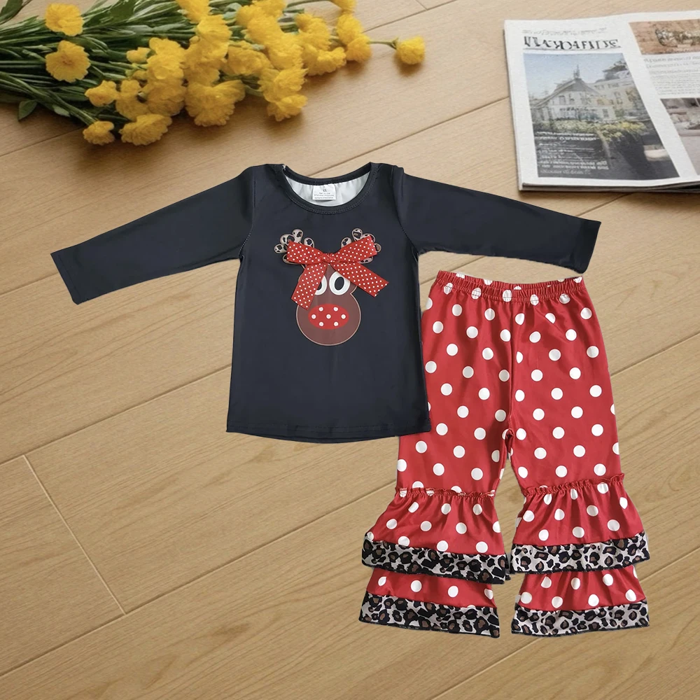 

9.29 Kids Winter Clothes For Girls Baby girls Christmas Rudolph polka dots pants clothes sets