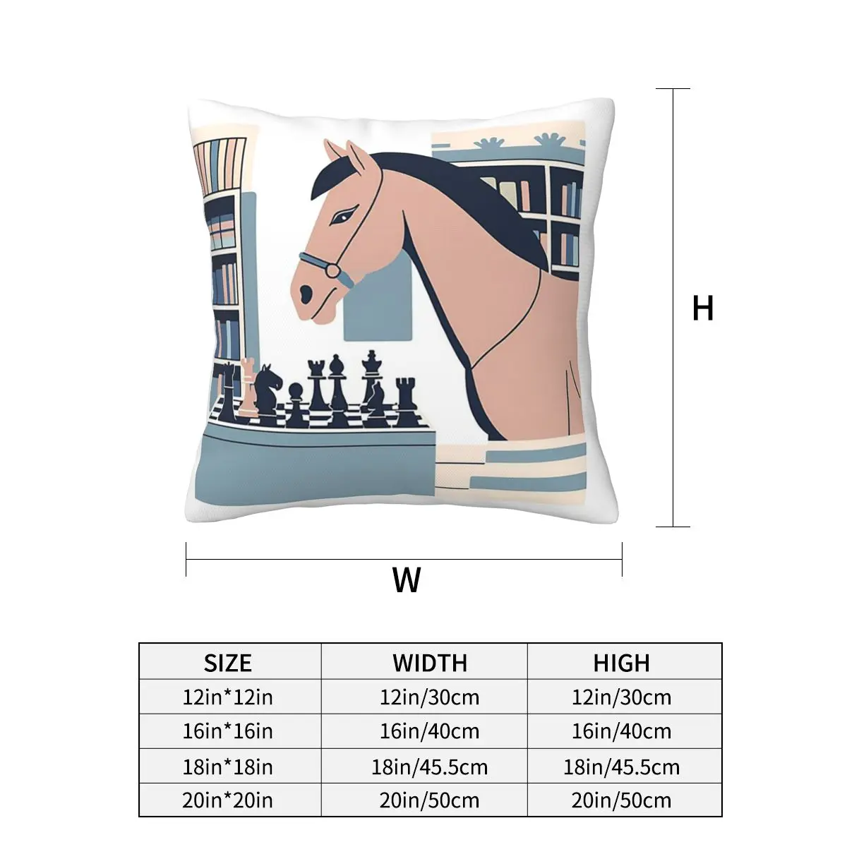 Chess & Horse Square Pillowcase Pillow Cover Cushion Decor Comfort Throw Pillow for Home Sofa
