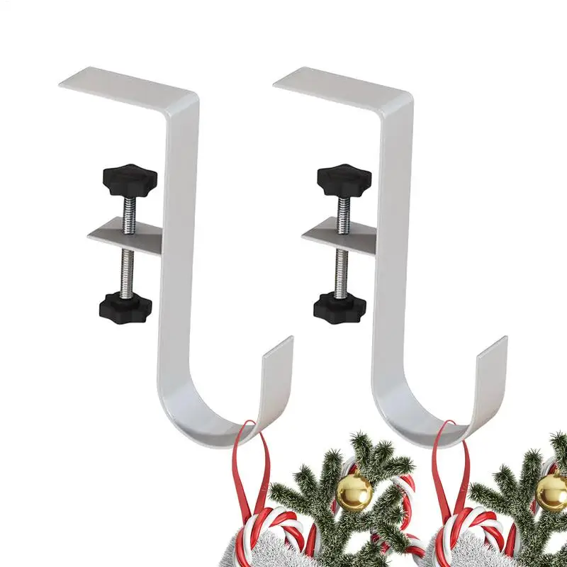 2025 New Fireplace Stocking and Garland Hanger No Drilling Metal Garland Stocking Holder for Christmas Hanging Decorations