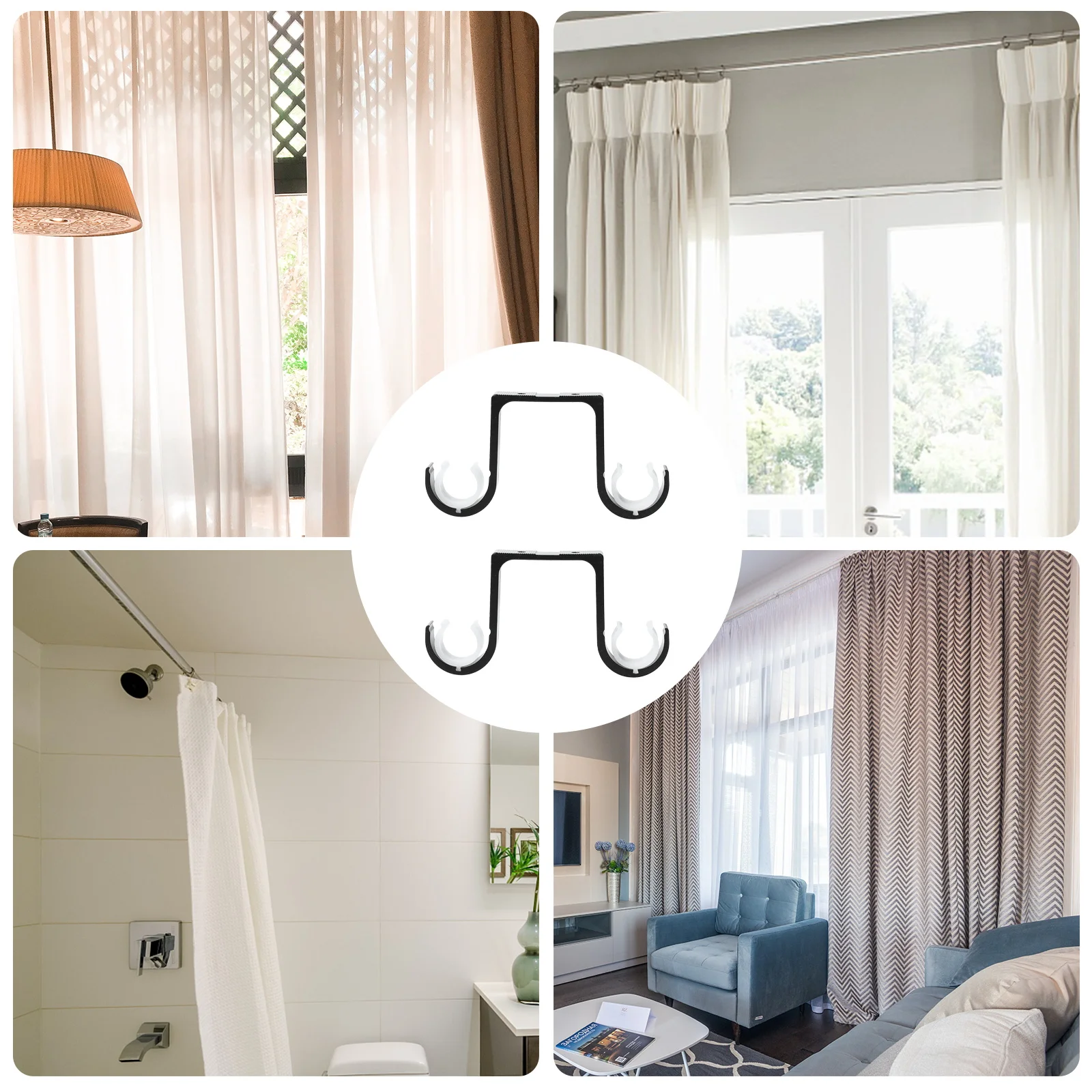 

2pcs Aluminum Alloy Curtain Rod Bracket Window Accessories Brackets Top Loading Heavy Duty Sturdy Rust Resistant Modern Home
