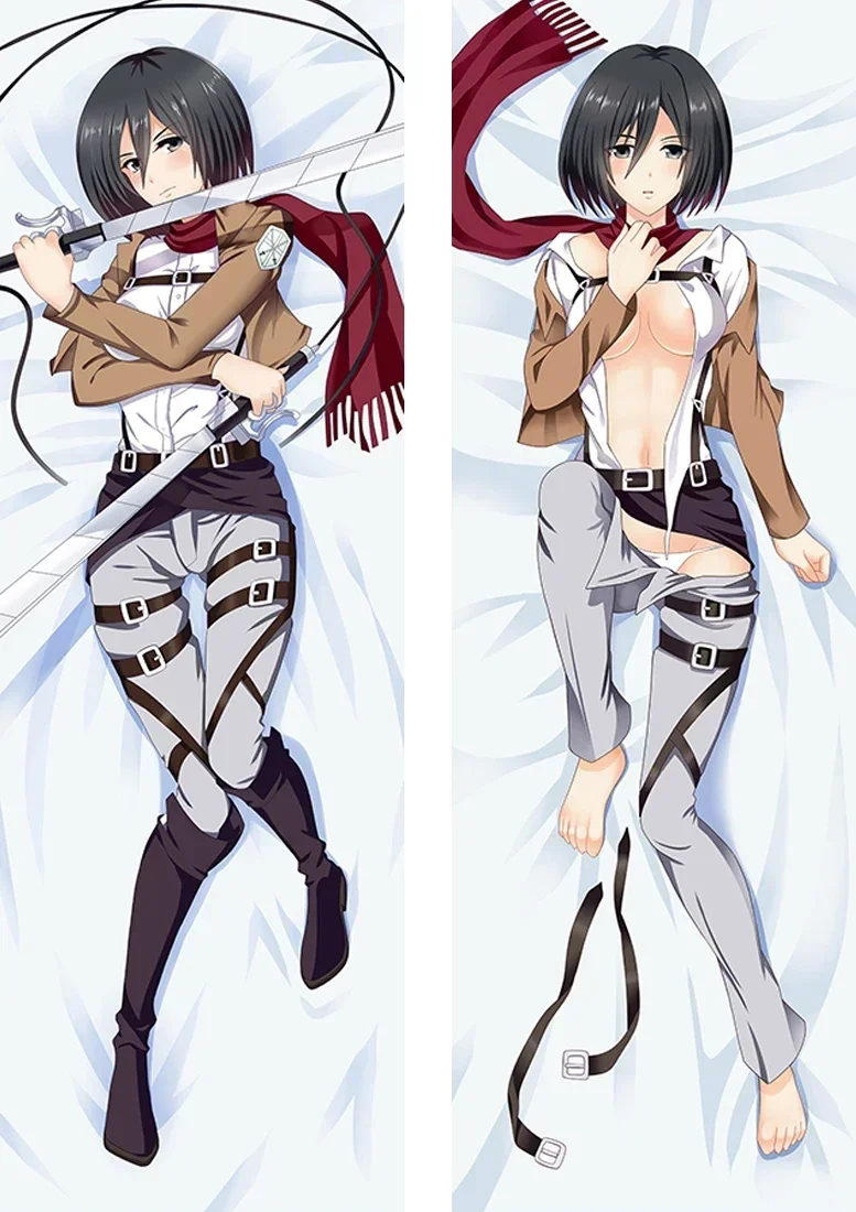 

Anime Decor Pillow Case Attack Titan Mikasa Ackerman Dakimakura 2-Side Print Pillowcase Hugging Body Cushion Cover Otaku Waifu