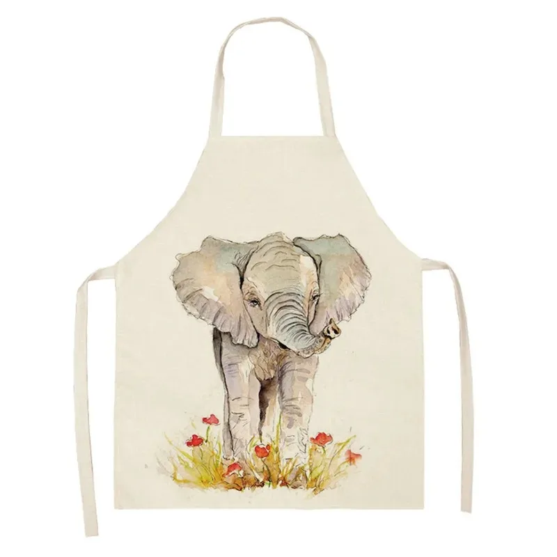 Creative Elephant Pattern Home Cleaning Apron Children Women Sleeveless Apron Men's Kitchen Cooking Apron