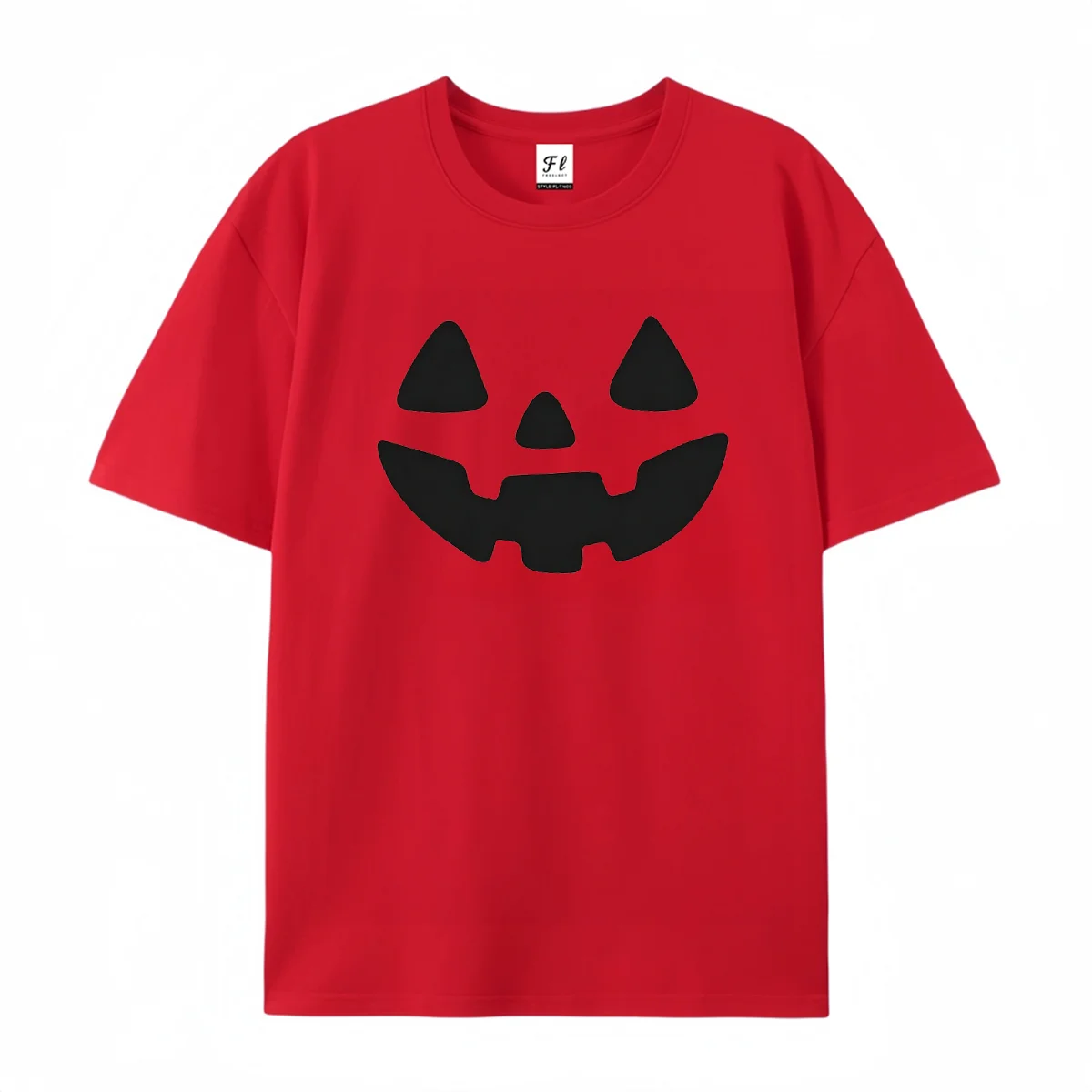Minimal Halloween Jack‑O‑Lantern Graphic Tee Simple Black Pumpkin Face Print Fall Spooky Season Casual Short Sleeve Top Wear