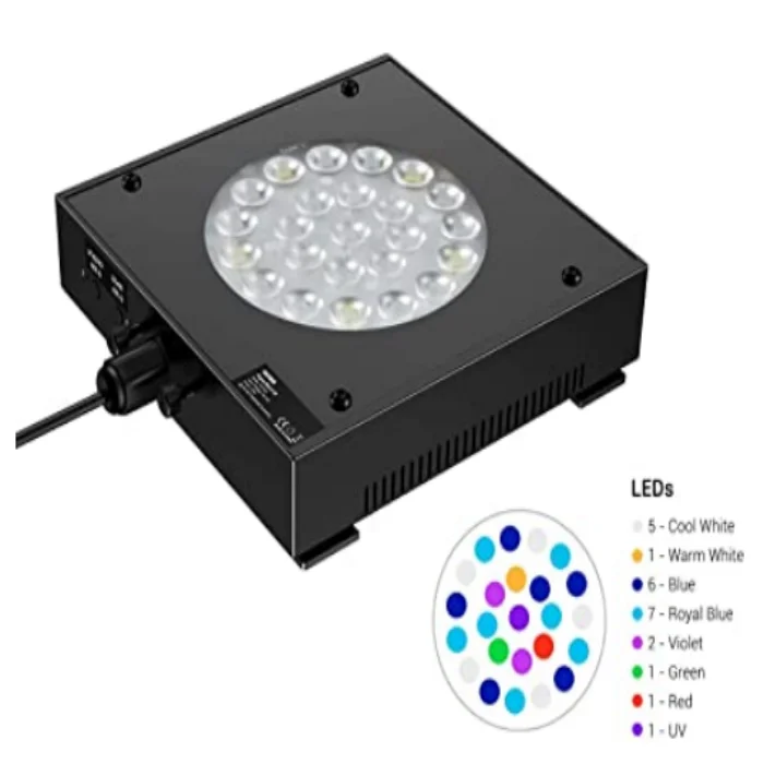 50W Aquarium LED Light, Dimmable Full Spectrum Marine LED For Saltwater Coral Fish Tanks, Tank Mount Included