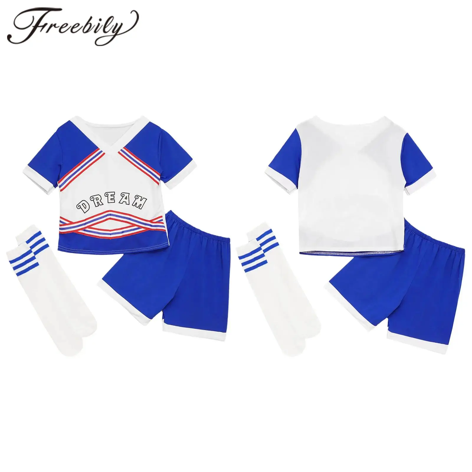 الأولاد المشجع أزياء فريق الهتاف الزي زي التشجيع موحدة تي شيرت + السراويل الجوارب Dancwears مجموعات ل تأثيري #1