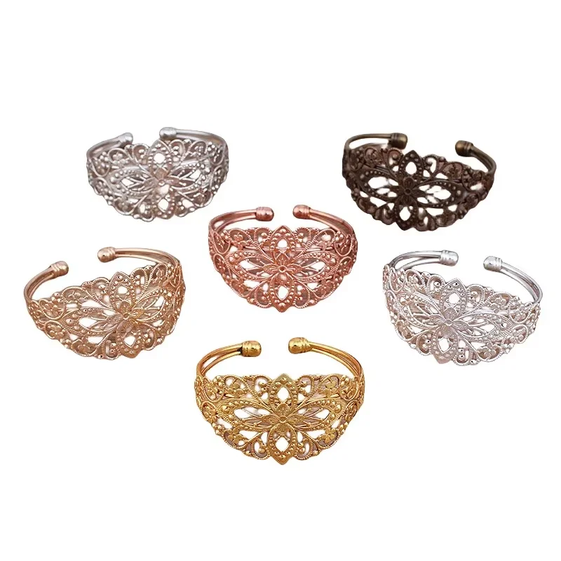 

BoYuTe (5 Pieces/Lot) 65*60mm Metal Brass Filigree Bracelet Base Diy Bracelet Jewelry Accessories Handmade Materials