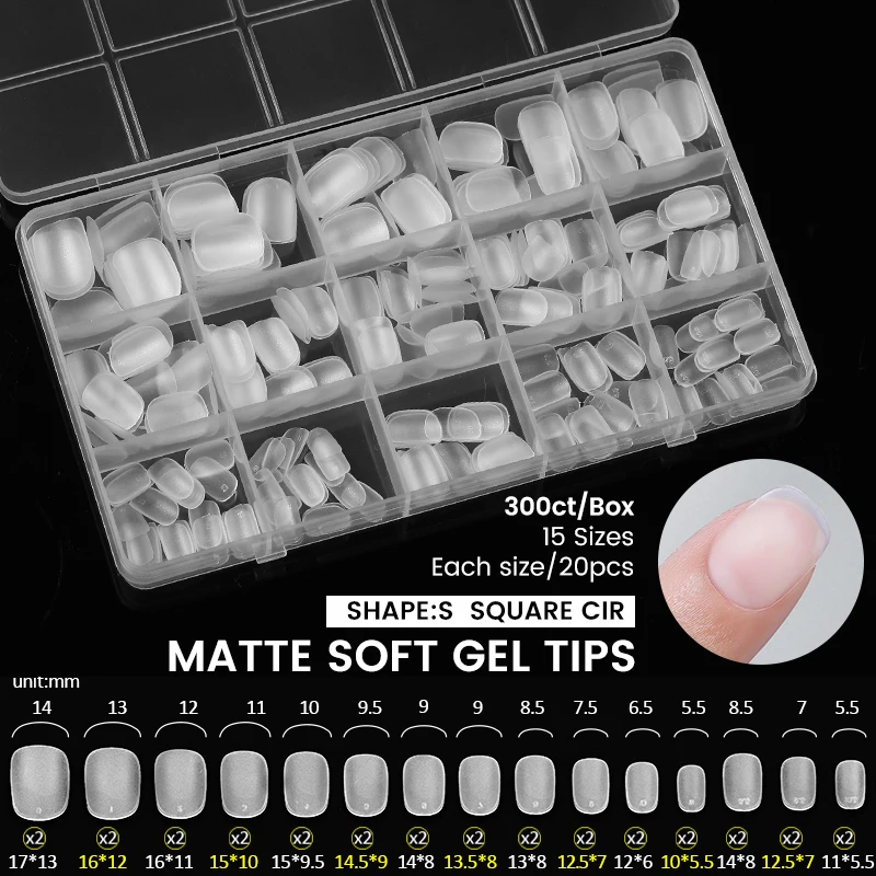 Short Almond Matte Soft Gel False Nail Tips Full Cover Set_voghion.com