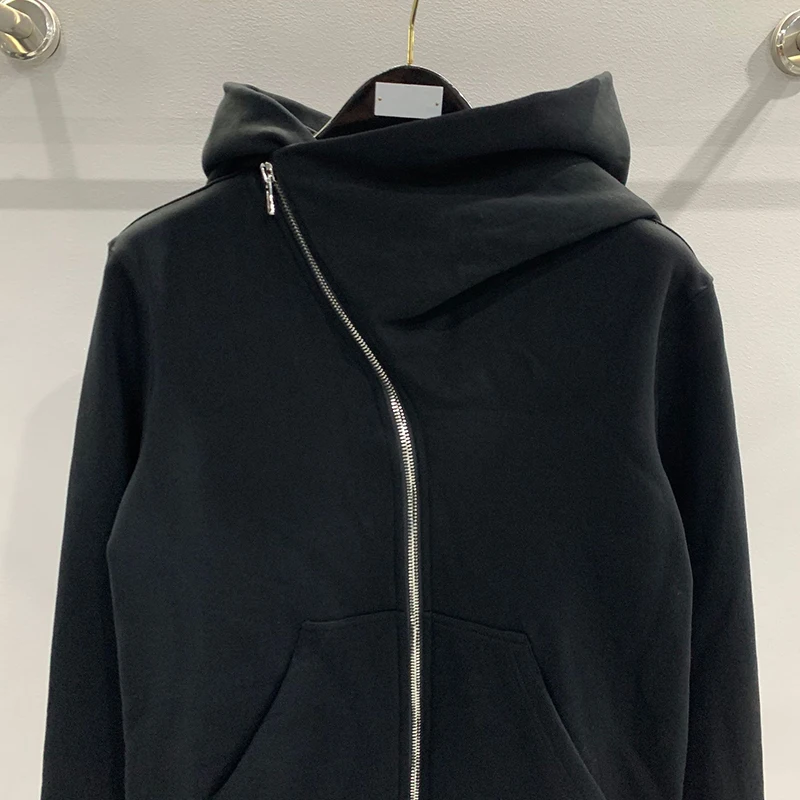 Otoño diseño de cremallera sudaderas con capucha negras chaqueta deportiva para hombres y mujeres American Rock Hip Hop Street Wear abrigos de punto elásticos