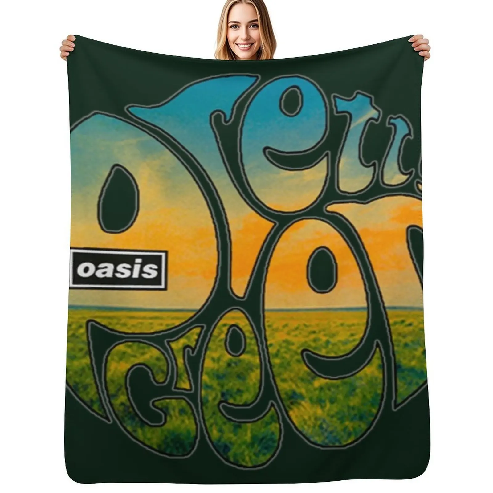 

Oasis Whatever Pretty Green Colour Summer Vibe Throw Blanket anime Hairy Plaid on the sofa Vintage Blankets
