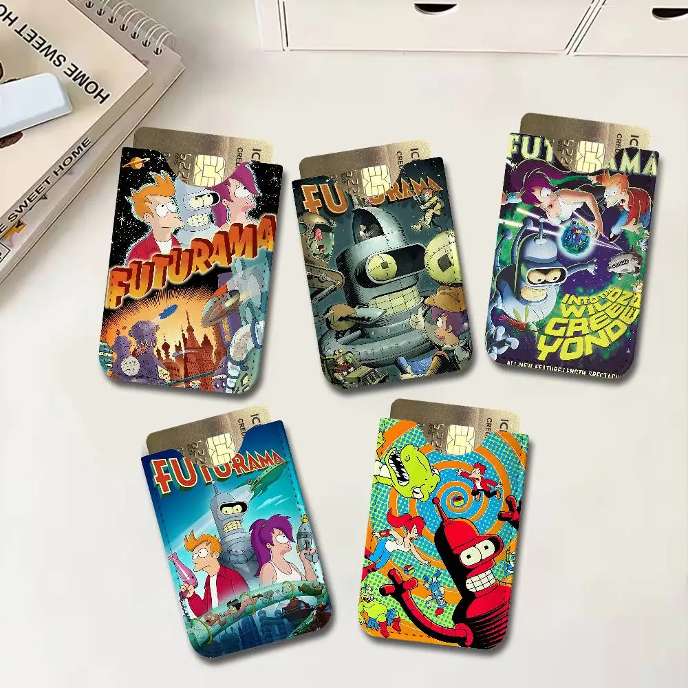 Animated Futuramas Creative Printed with Leather Protective Case Business Portable Letter Pattern Leather Credit Bags