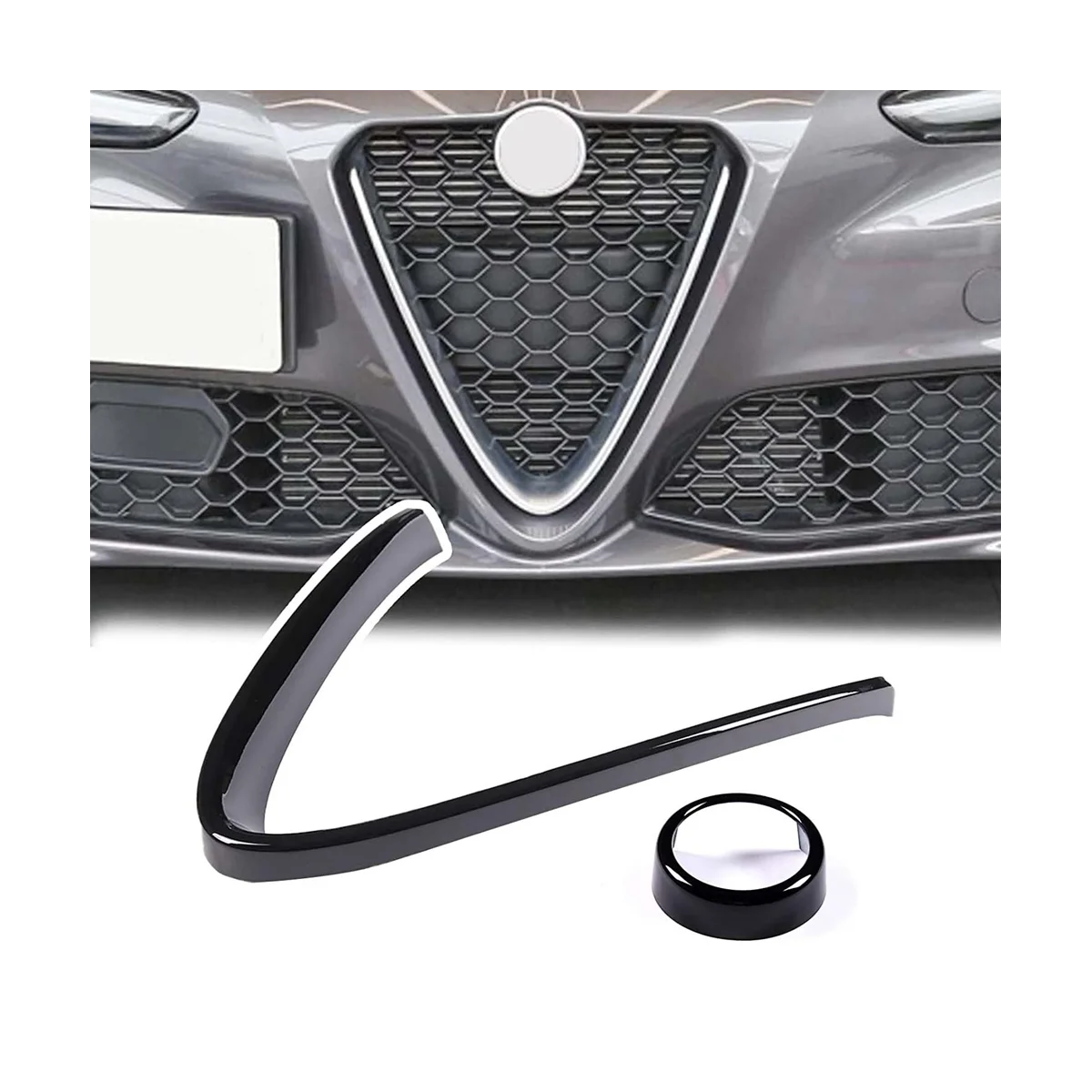 

Front Grille Decoration Frame Cover for Alfa Romeo Giulia 2017-2020 Exterior Accessories ,Piano Black