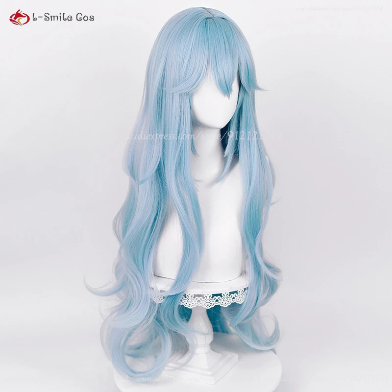 Wysokiej jakości Anime EVA 100cm Long Ayanami Rei Cosplay Wig Cyan Blue Curly Hair Heat Resistant Halloween Party Wigs + Wig Cap