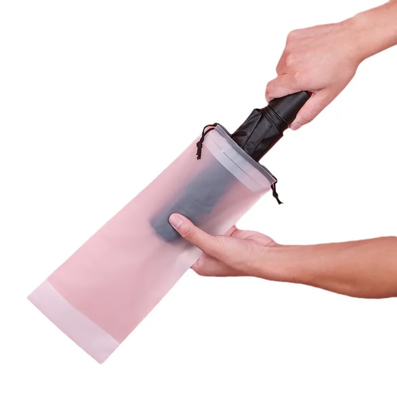 1P Umbrella Storage Drawstring Bag Translucent Plastic Antidirty Umbrella Cover Reusable Portable Drawstring Bag Home Waterproof image 5