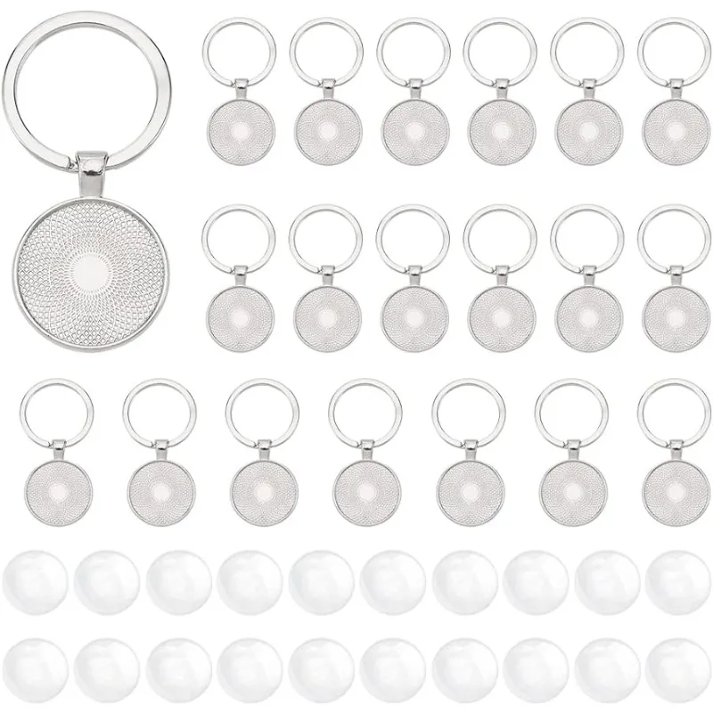 20 قطعة إعدادات كابوشون المفاتيح الفراغات الحافة الصواني سحر صواني مستديرة لسلسلة المفاتيح الفراغات صواني للصور سبائك الراتنج كيرينغ #1