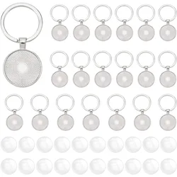 20Pcs Keychain Cabochon Settings Blanks Bezel Trays Charm Round Trays for Keychain Blanks Trays for Photo Resin Alloy Keyring