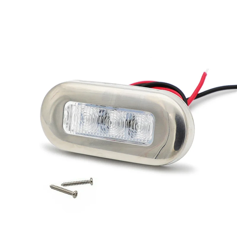 

8Pcs 12V Boat Marine Signal Lamp Clear Grade Large Waterproof LED Courtesy Lights Stair Deck White