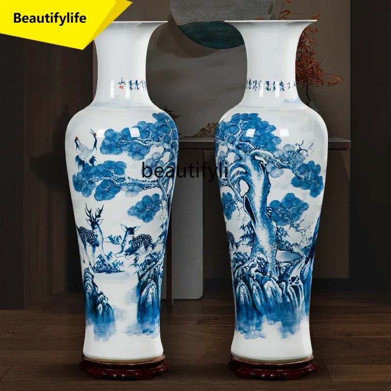 

LL A57 Ceramic hand-painted deer crane with spring landing vase living room home relocation hotel company opening ornament